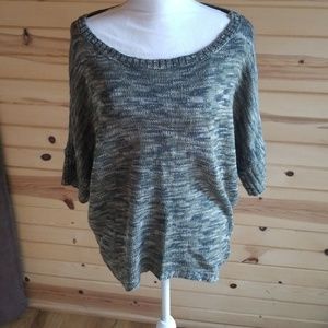 🛍Large Heather Green Knit Short Sleeve Sweater